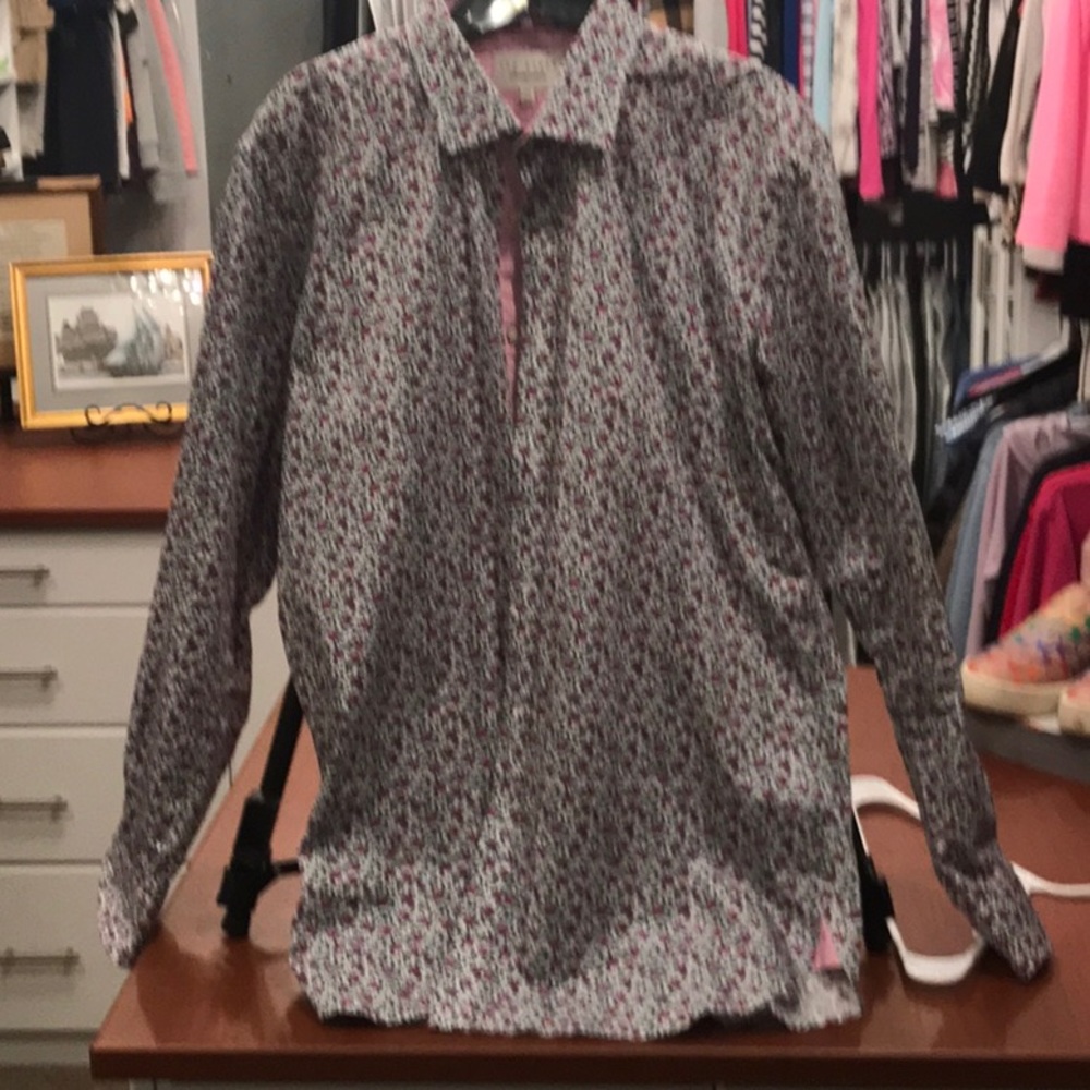 Qted Baker Dress Shirt. 16:5. Pink floral. Like new